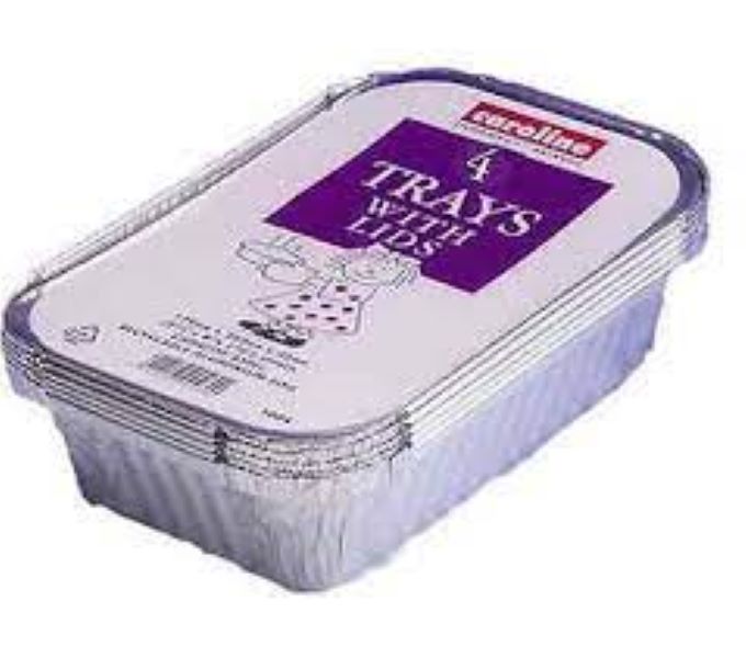 Caroline 4 Foil Trays with lids 139x203x45mm