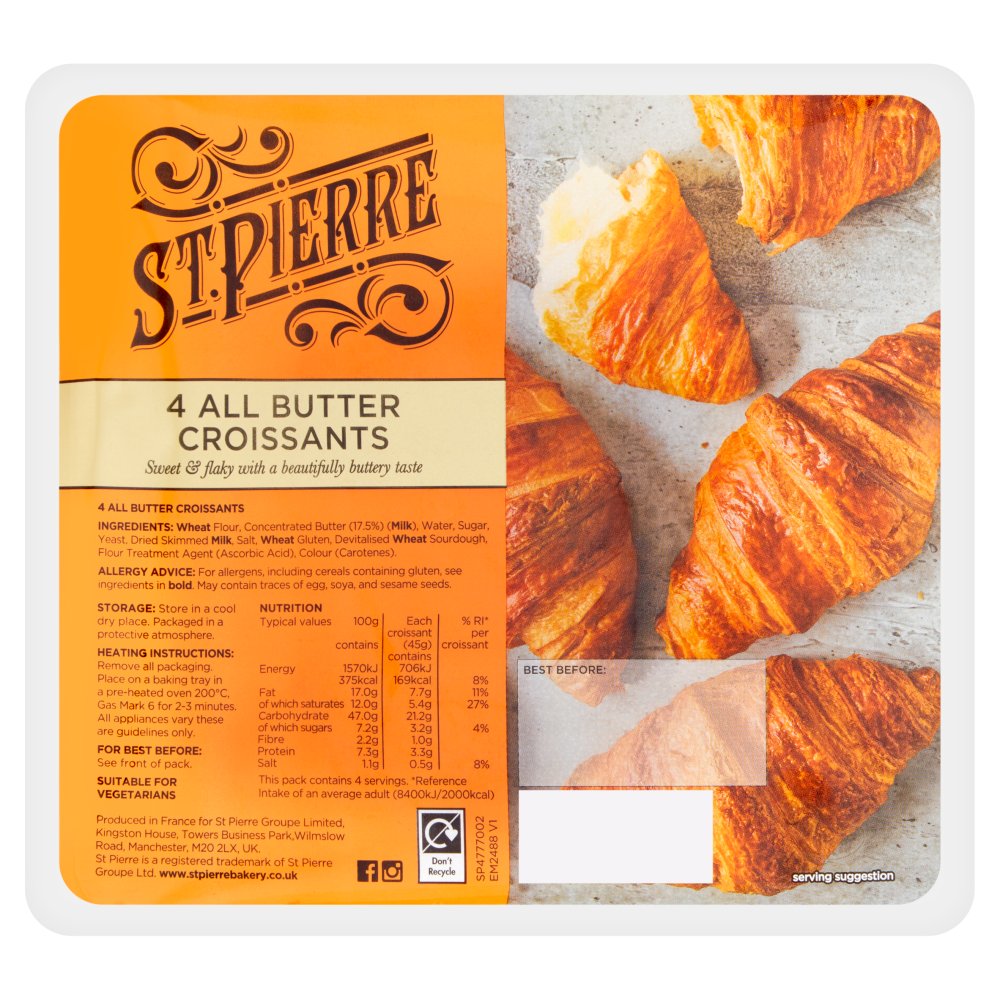 St Pierre All Butter Croissants x4