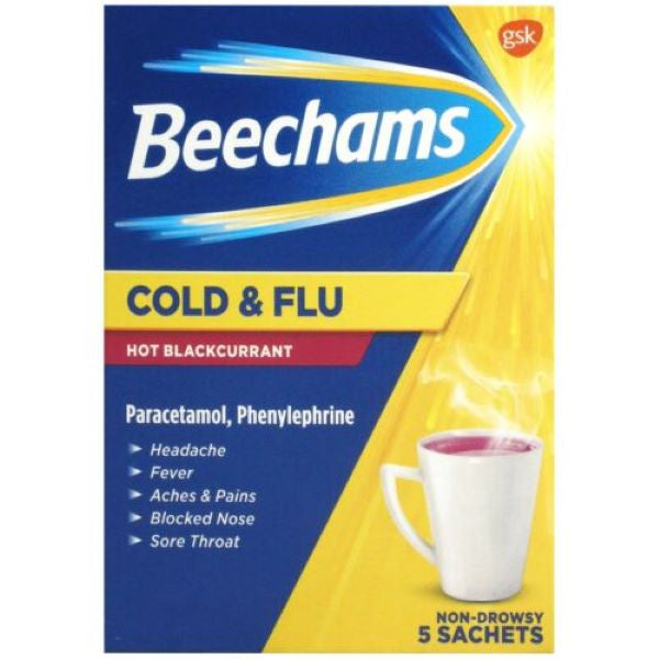 Beechams Cold & Flu Sachets Blackcurrant x 5