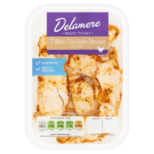 Delamere Tikka Cooked Chicken Slices 105g