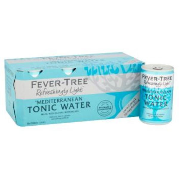Fever Tree Refreshingly Light Mediterranean Tonic Water 8x150ml cans