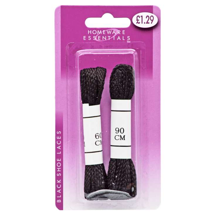 Shoe Laces Black 2 Pairs (HE2)