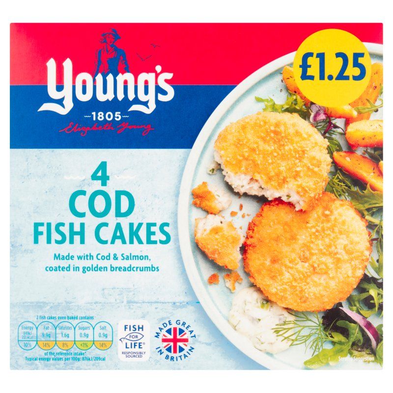Young's Breaded Cod Fish Cakes x4 PM1.50
