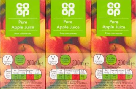 Co Op Pure Apple Juice 3x200ml