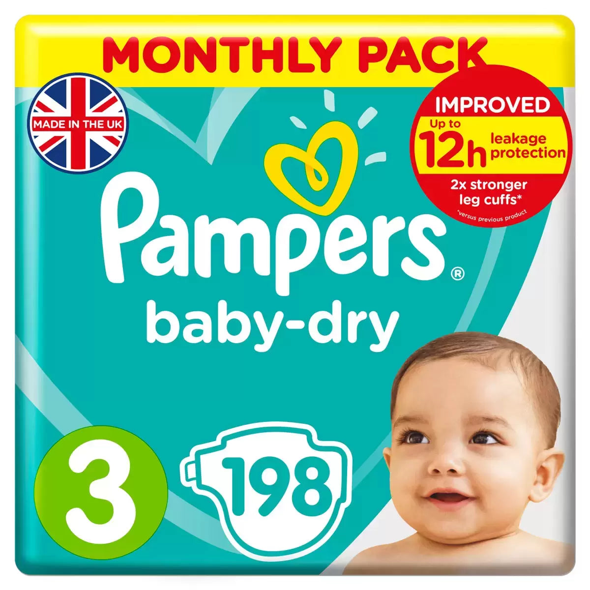 Pampers Nappies Baby Dry Size 3 198pk