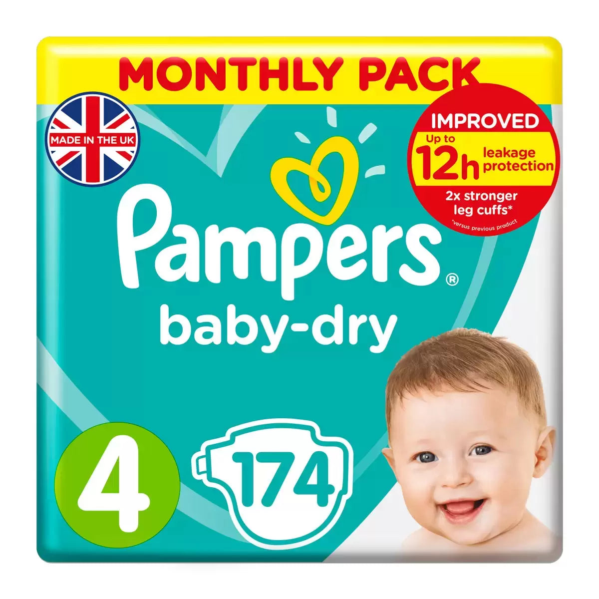 Pampers Nappies Baby Dry Size 4 174pk