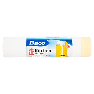 Baco Drawtight Bin Liners 50ltr 1 x 15