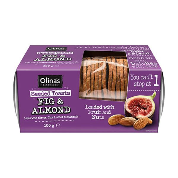 Olina's Fig & Almond Seeded Crisps 100g