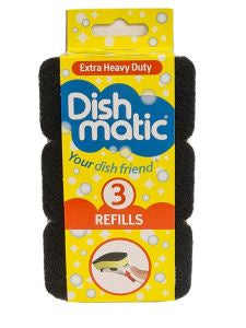 Dishmatic Spare Heads Extra Heavy Duty Black x 3