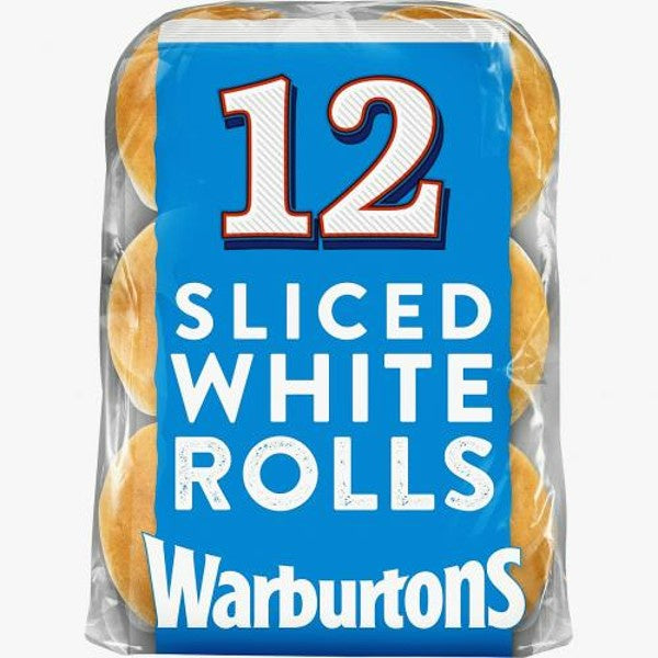 Warburtons Soft White Sliced Rolls 12 Pack