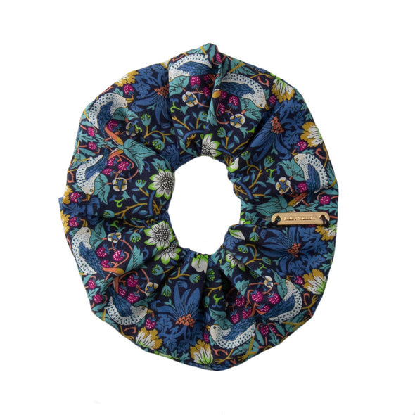 Consie -  Liberty Strawberry Thief Blue Scrunchie