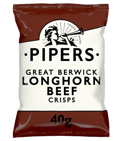 BULK Pipers Great Berwick Longhorn Beef Crisps 24x40g