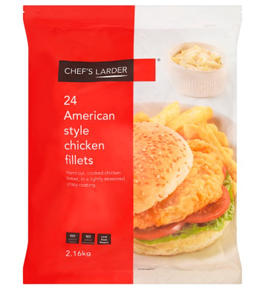 Chefs Larder 24 American Style Chicken Fillets 2.16kg