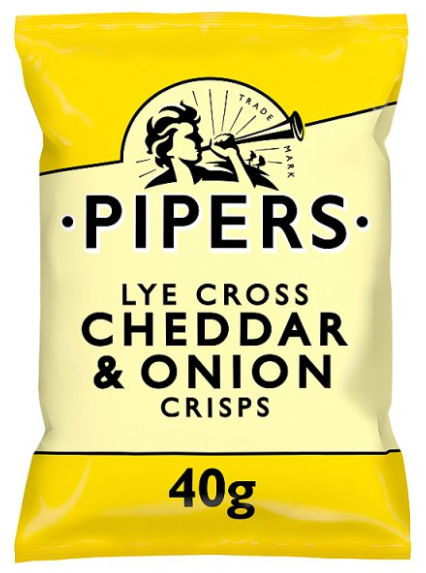 BULK Pipers Lye Cross Cheddar & Onion Crisps 24x40g