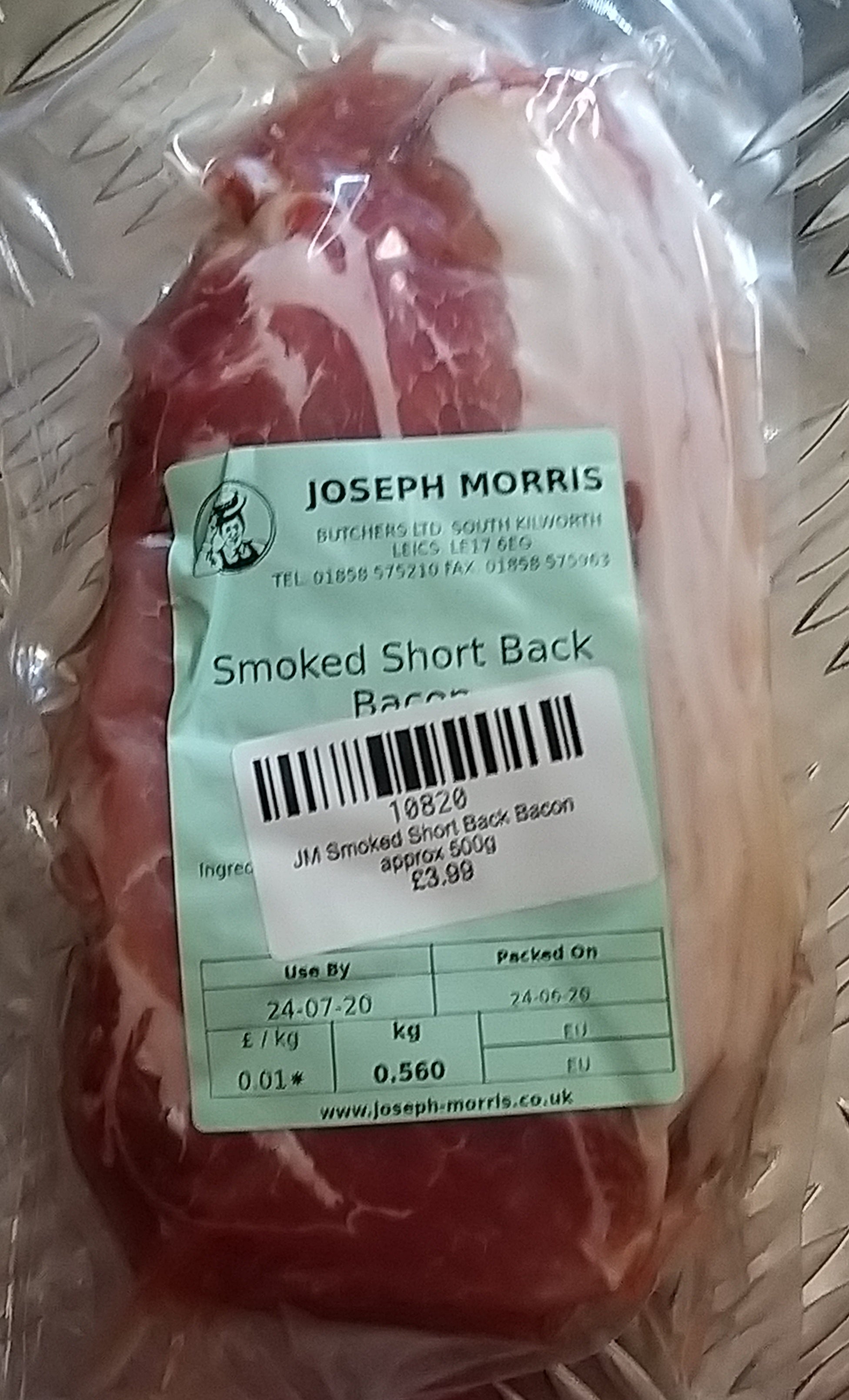 JM Smoked Short Back Bacon (price per kg)